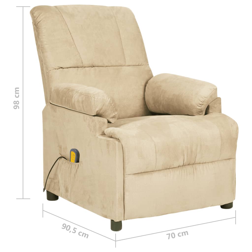 Fauteuil de massage crème tissu microfibre