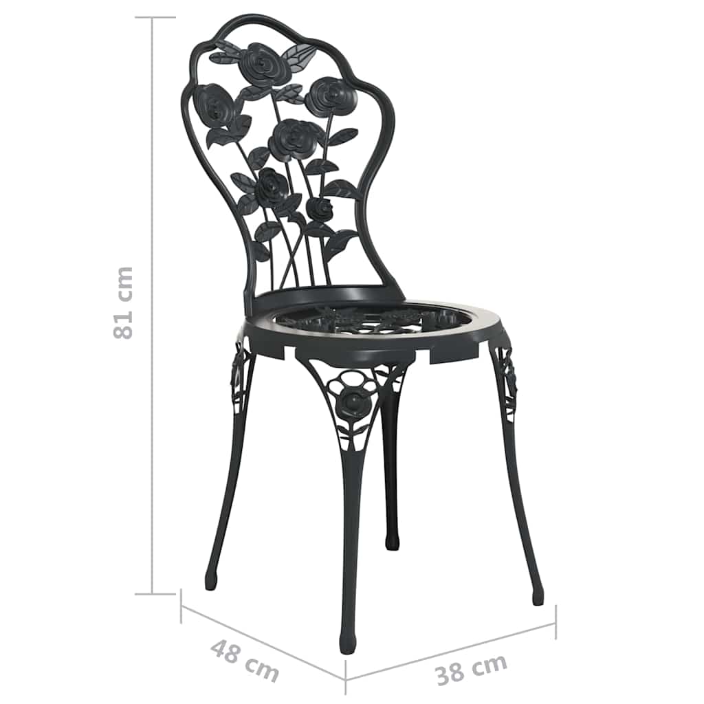 Ensemble de bistro 3 pcs Aluminium coulé Noir