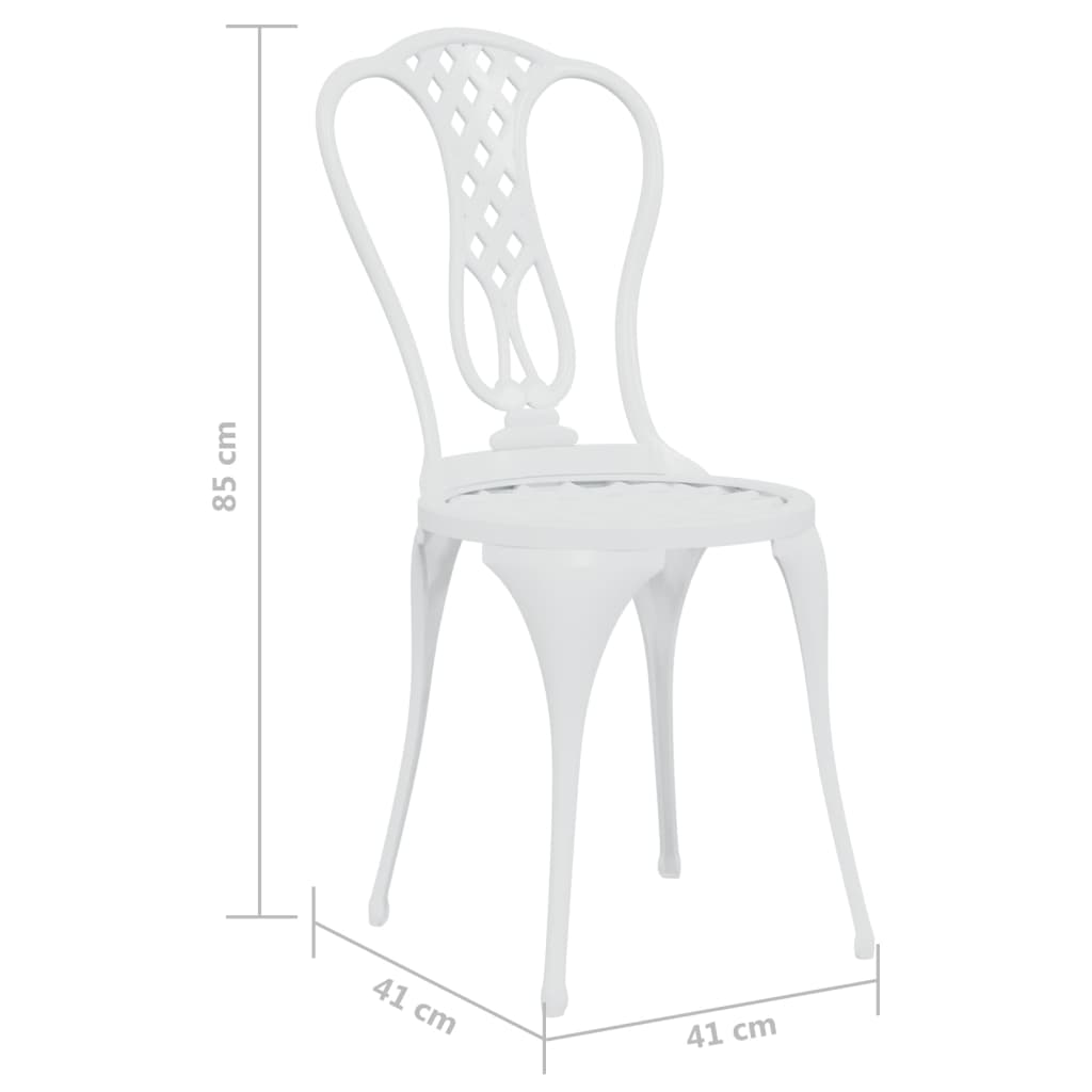 Ensemble de bistro 3 pcs Aluminium coulé Blanc