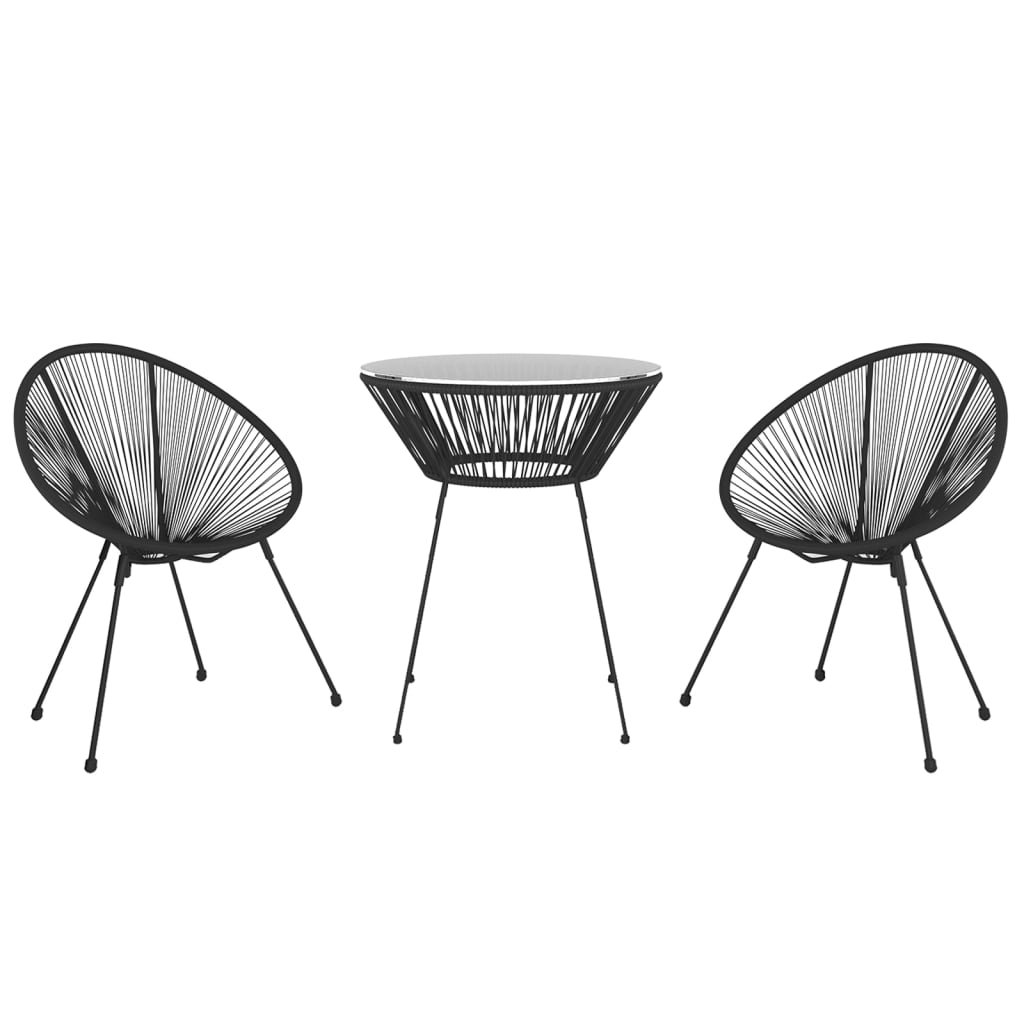 Ensemble à manger de jardin 3 pcs Noir