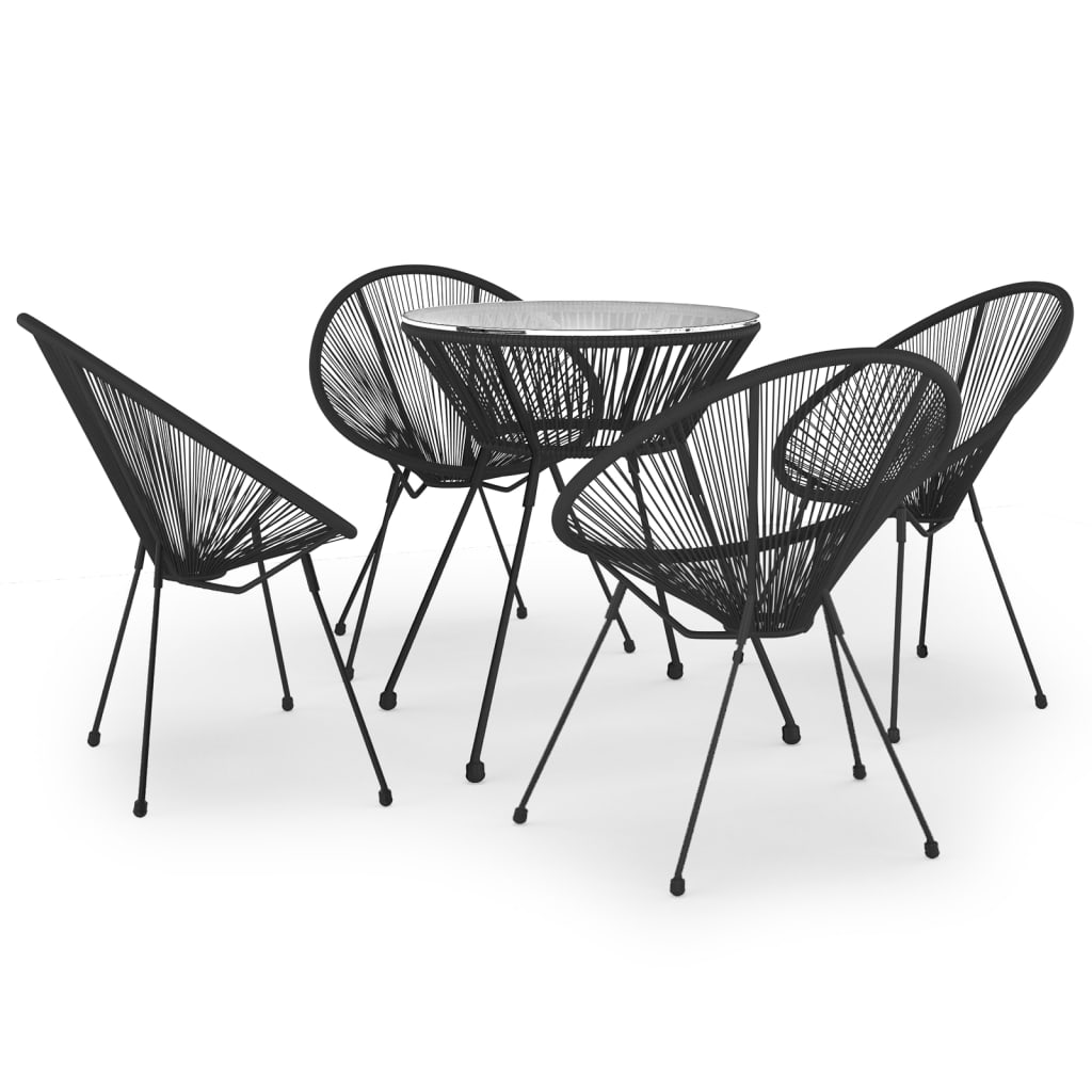 Ensemble à manger de jardin 5 pcs Noir