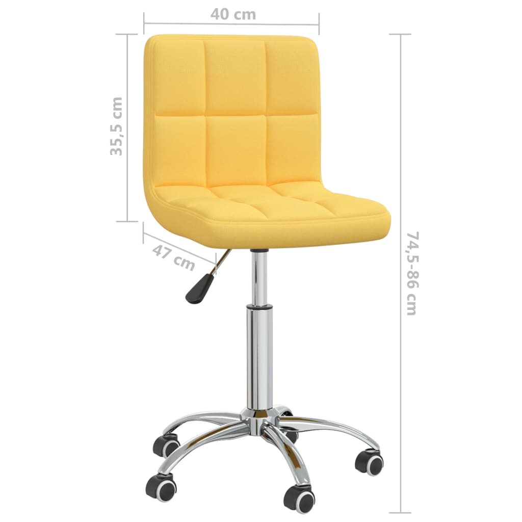 Chaise pivotante de salle à manger Jaune moutarde Tissu Chaises de cuisine vidaXL