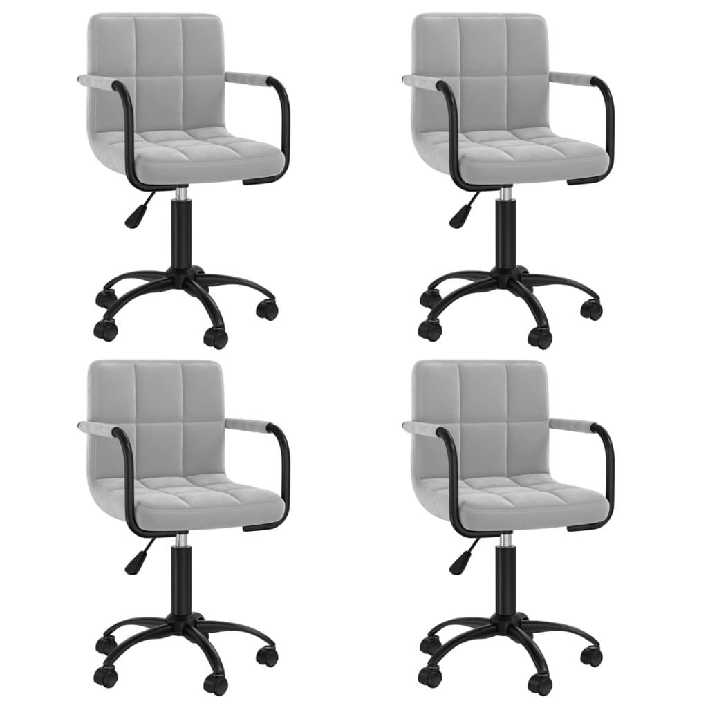 Chaises pivotantes à manger lot de 4 gris clair velours - XIOS