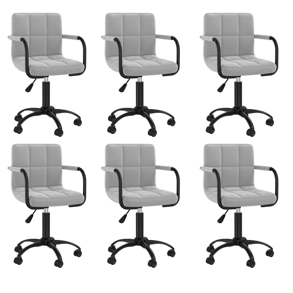 Chaises pivotantes à manger lot de 6 gris clair velours - XIOS