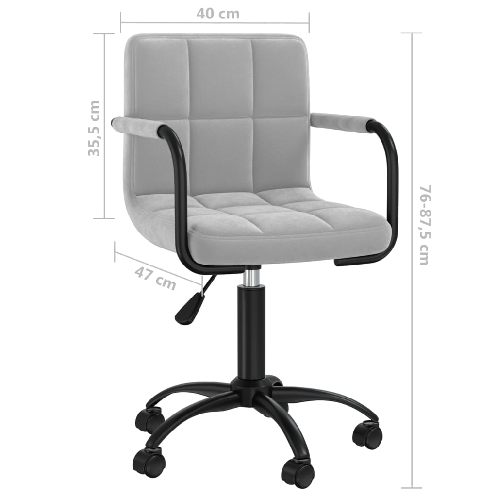 Chaise pivotante de salle à manger Gris clair Velours - XIOS