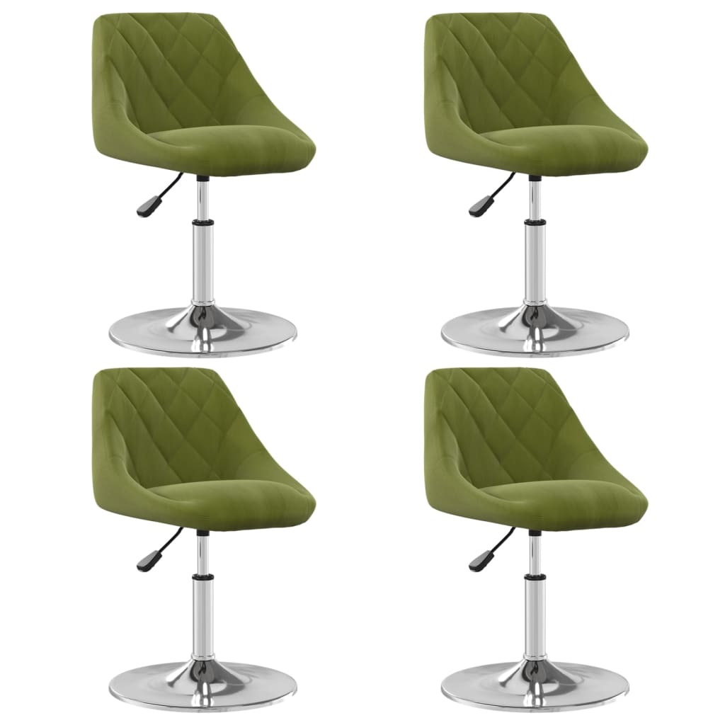 Chaises pivotantes à manger lot de 4 vert clair velours - XIOS