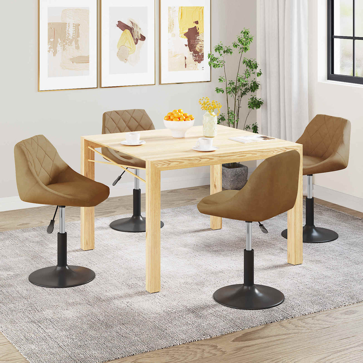 Chaises pivotantes à manger lot de 4 marron velours