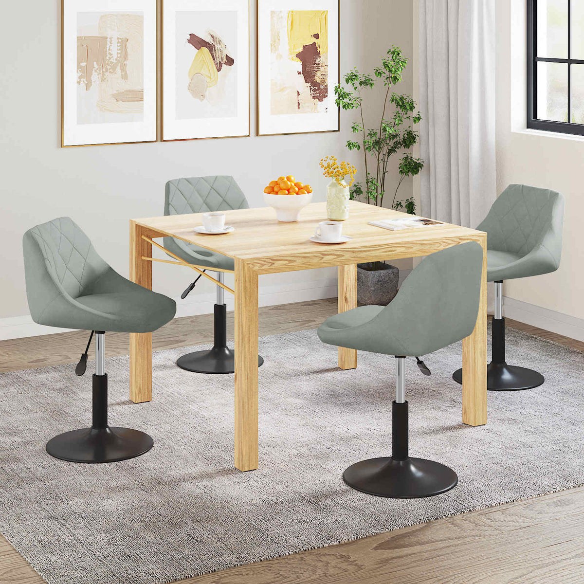 Chaises pivotantes à manger lot de 4 gris clair velours