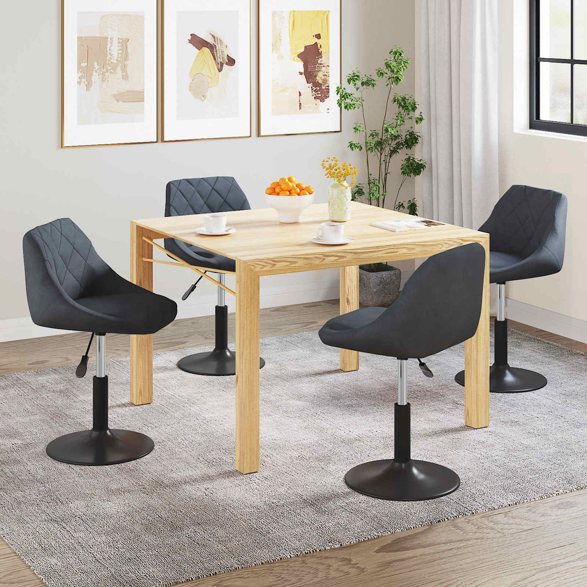 Chaises pivotantes à manger lot de 4 gris foncé velours