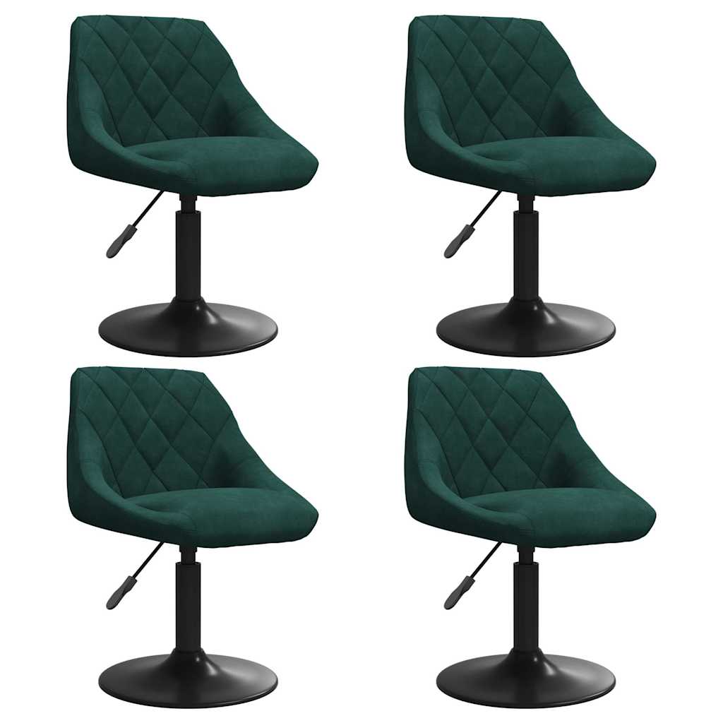 Chaises pivotantes à manger lot de 4 vert foncé velours - XIOS