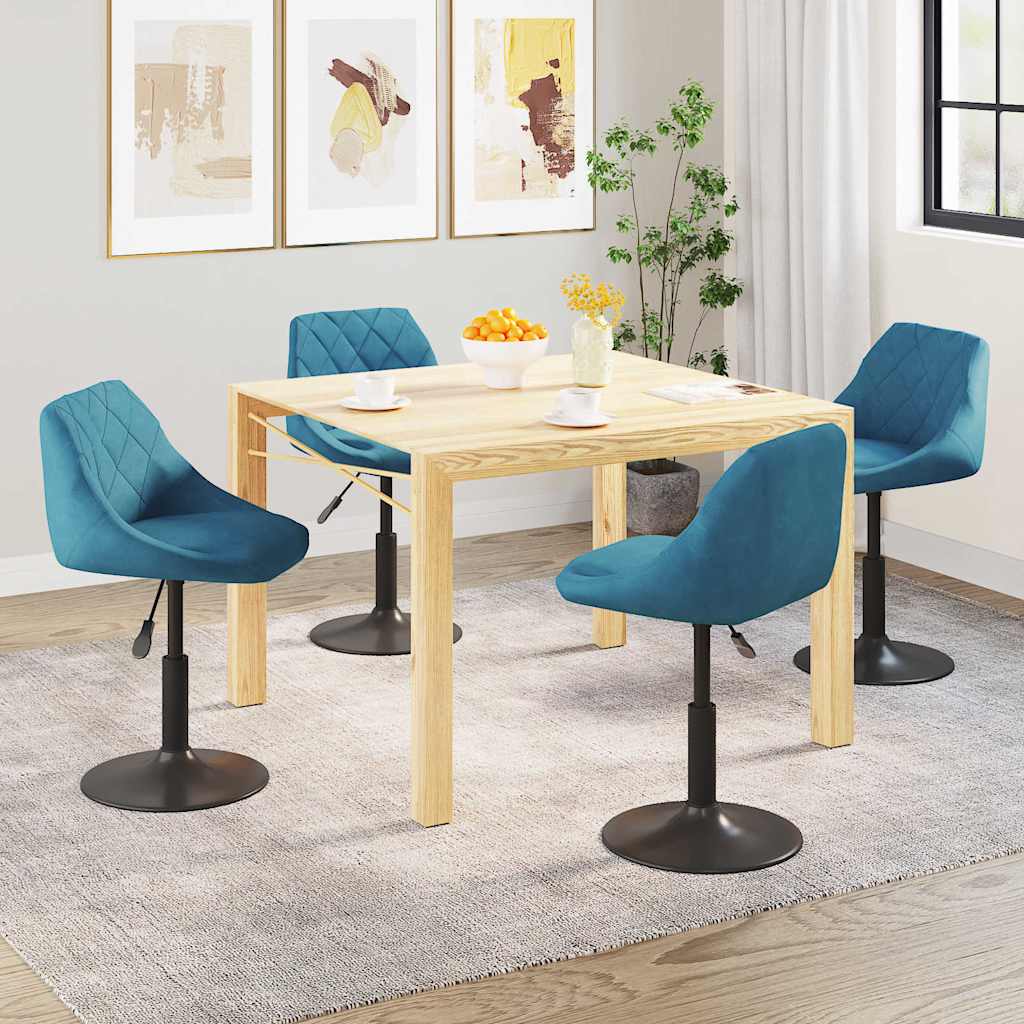 Chaises pivotantes à manger lot de 4 bleu velours - XIOS