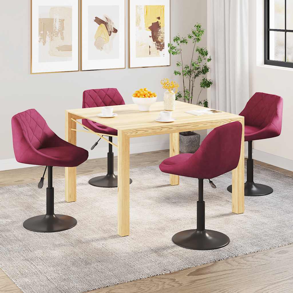 Chaises à manger pivotantes lot de 4 rouge bordeaux velours - XIOS