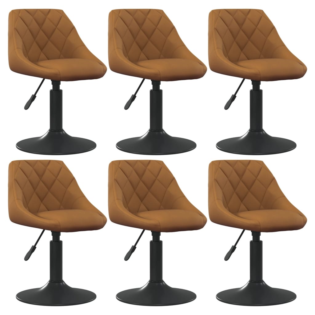 Chaises pivotantes à manger lot de 6 marron velours Chaises de cuisine vidaXL