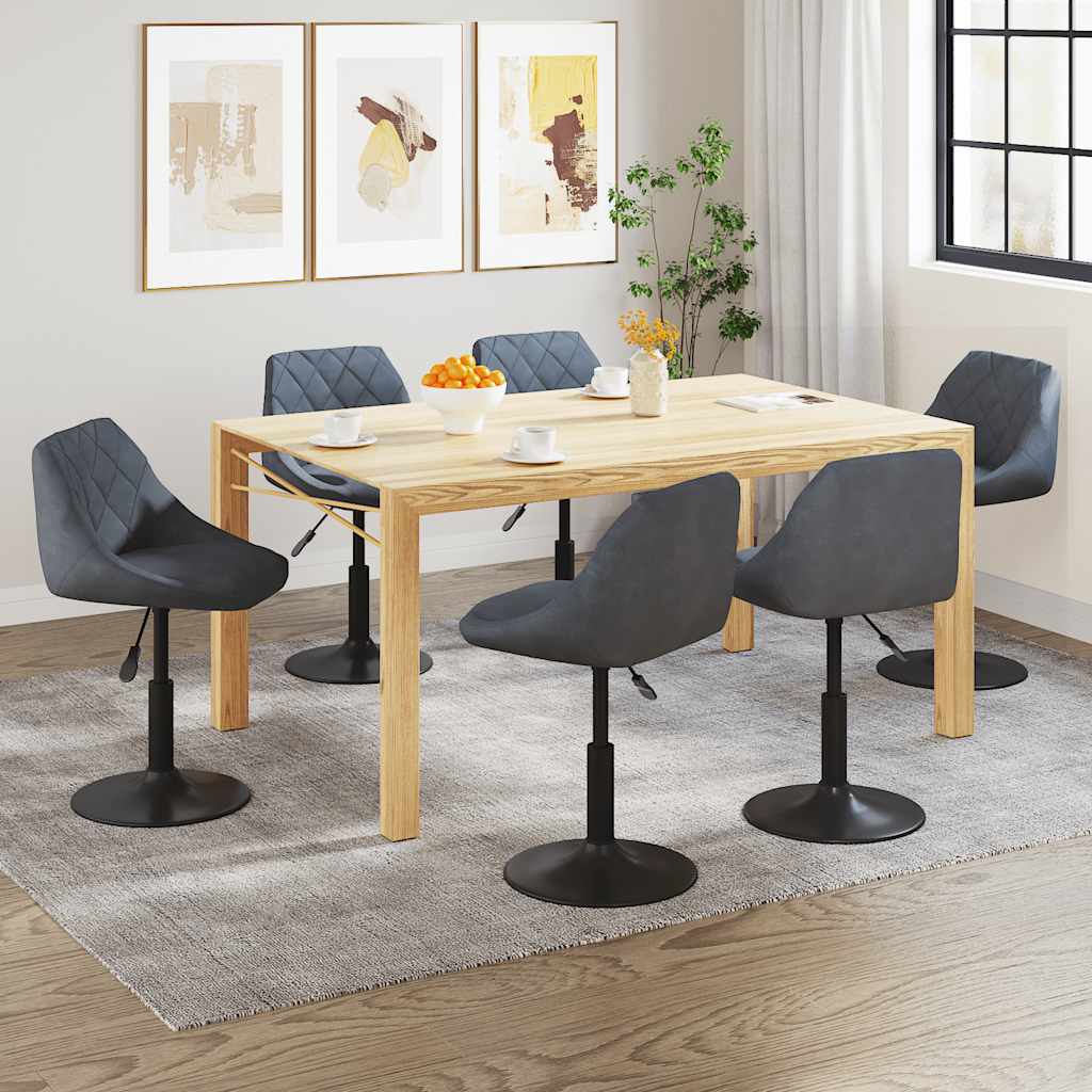 Chaises pivotantes à manger lot de 6 gris foncé velours - XIOS