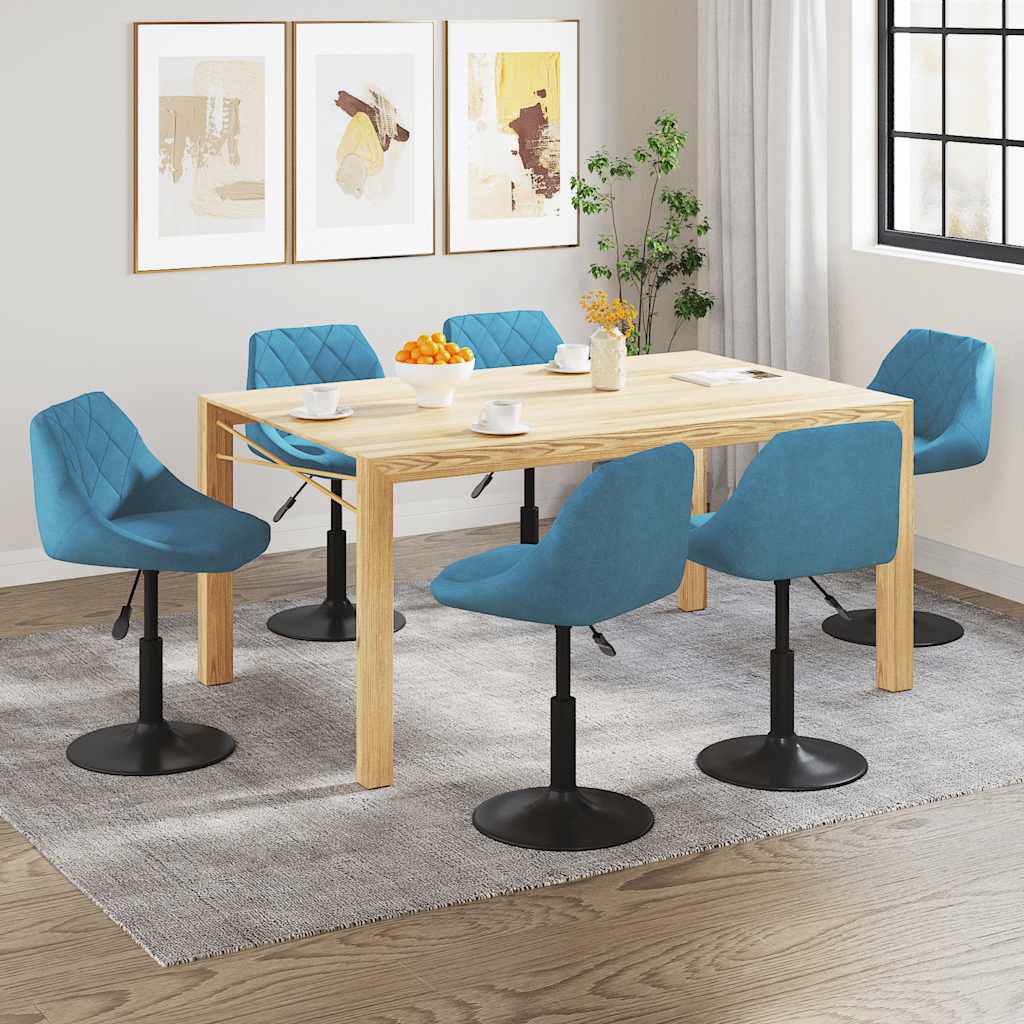 Chaises pivotantes à manger lot de 6 bleu velours - XIOS