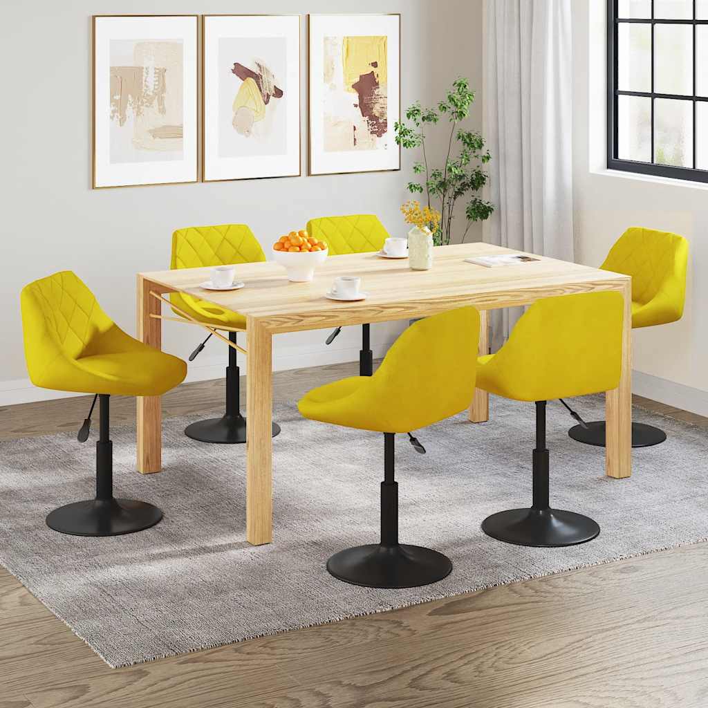 Chaises à manger pivotantes lot de 6 jaune moutarde velours - XIOS
