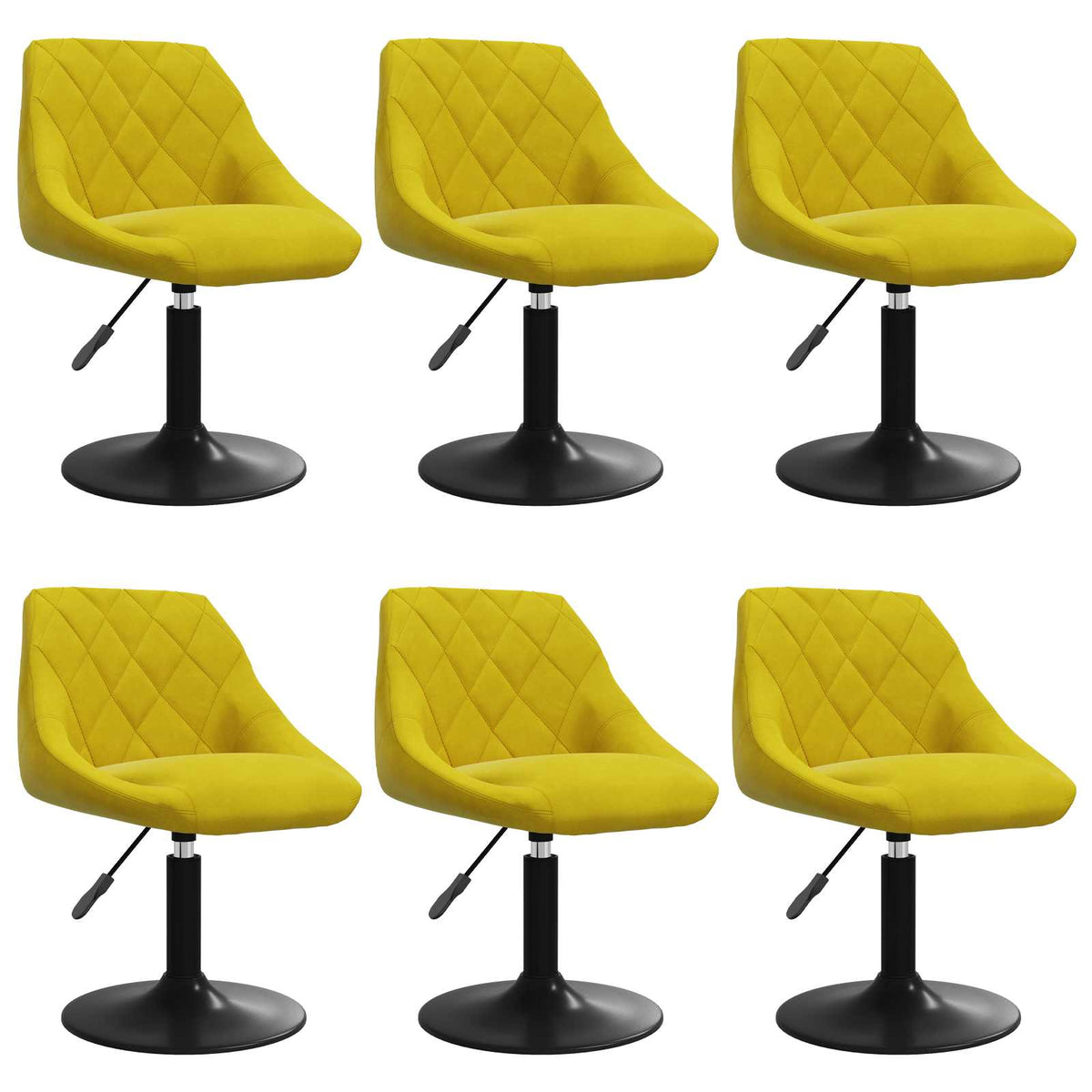 Chaises à manger pivotantes lot de 6 jaune moutarde velours