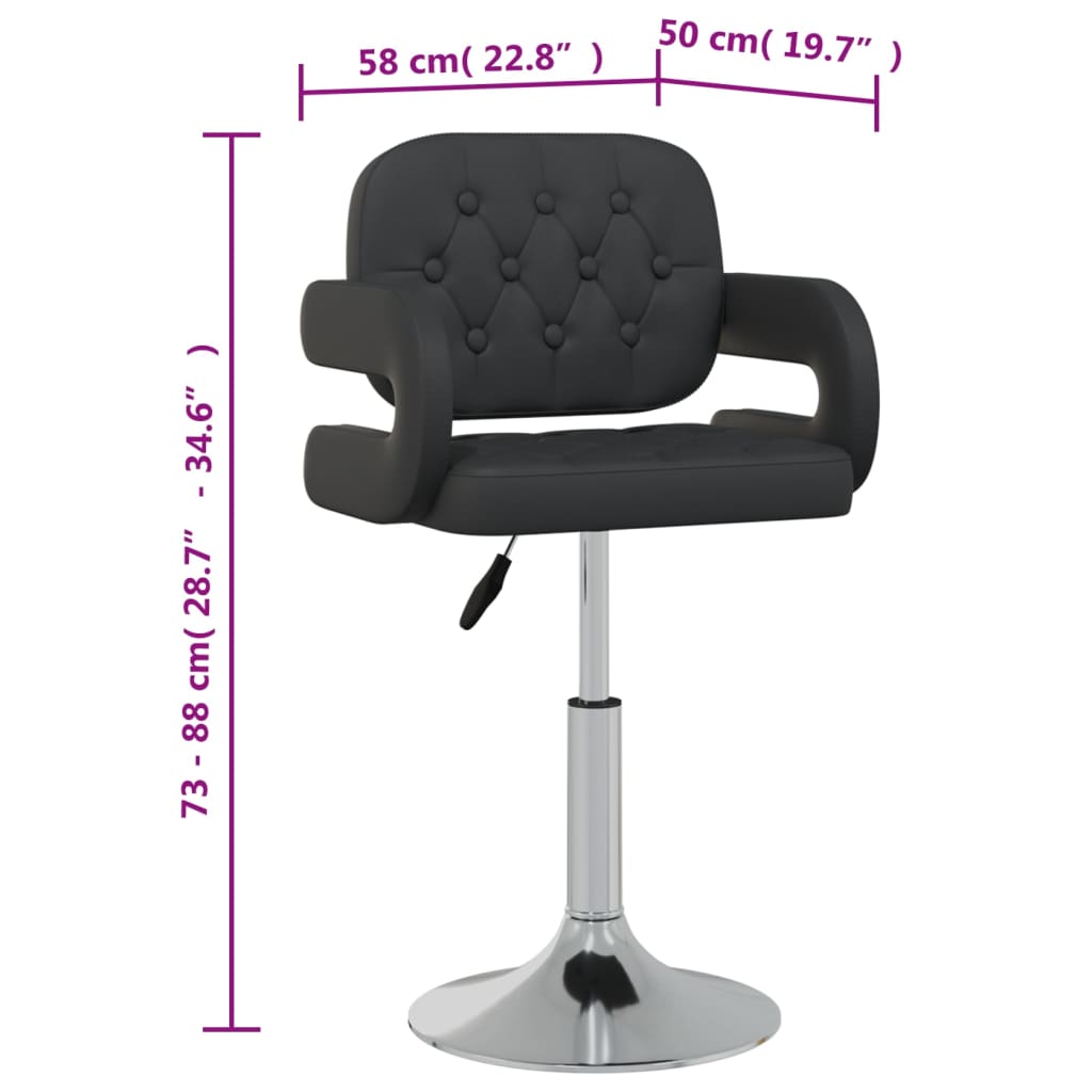 Chaises pivotantes à manger lot de 6 noir similicuir - XIOS