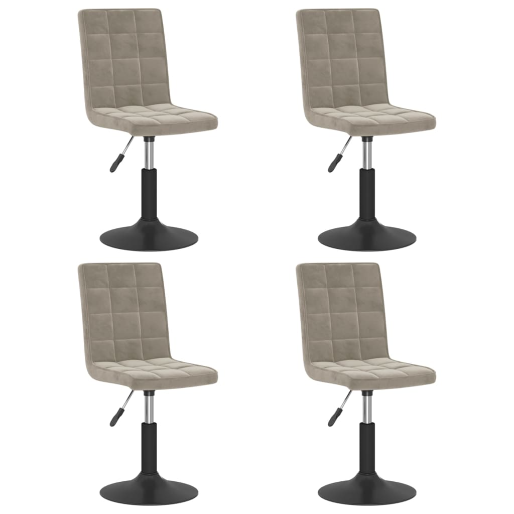Chaises pivotantes à manger lot de 4 gris clair velours - XIOS