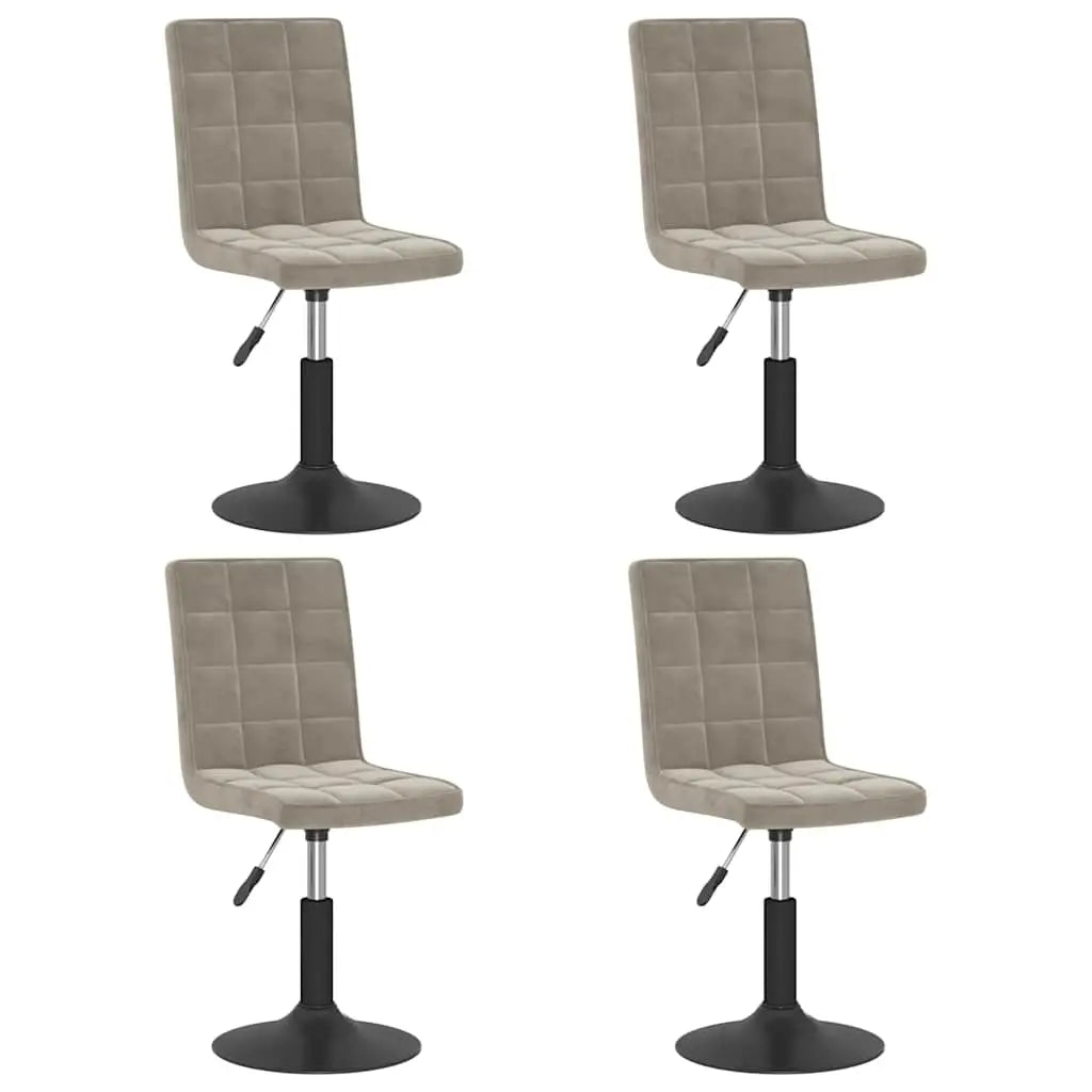Chaises pivotantes à manger lot de 4 gris clair velours - XIOS