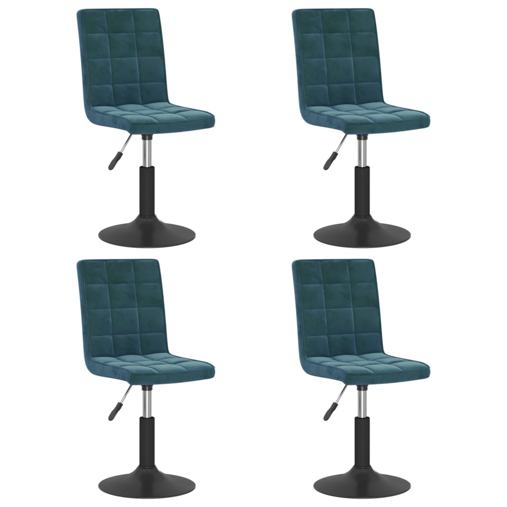 Chaises pivotantes à manger lot de 4 bleu velours
