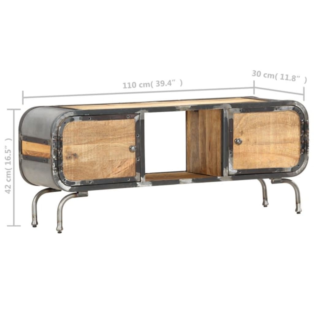Meuble TV 110x30x42 cm Bois massif de manguier - XIOS