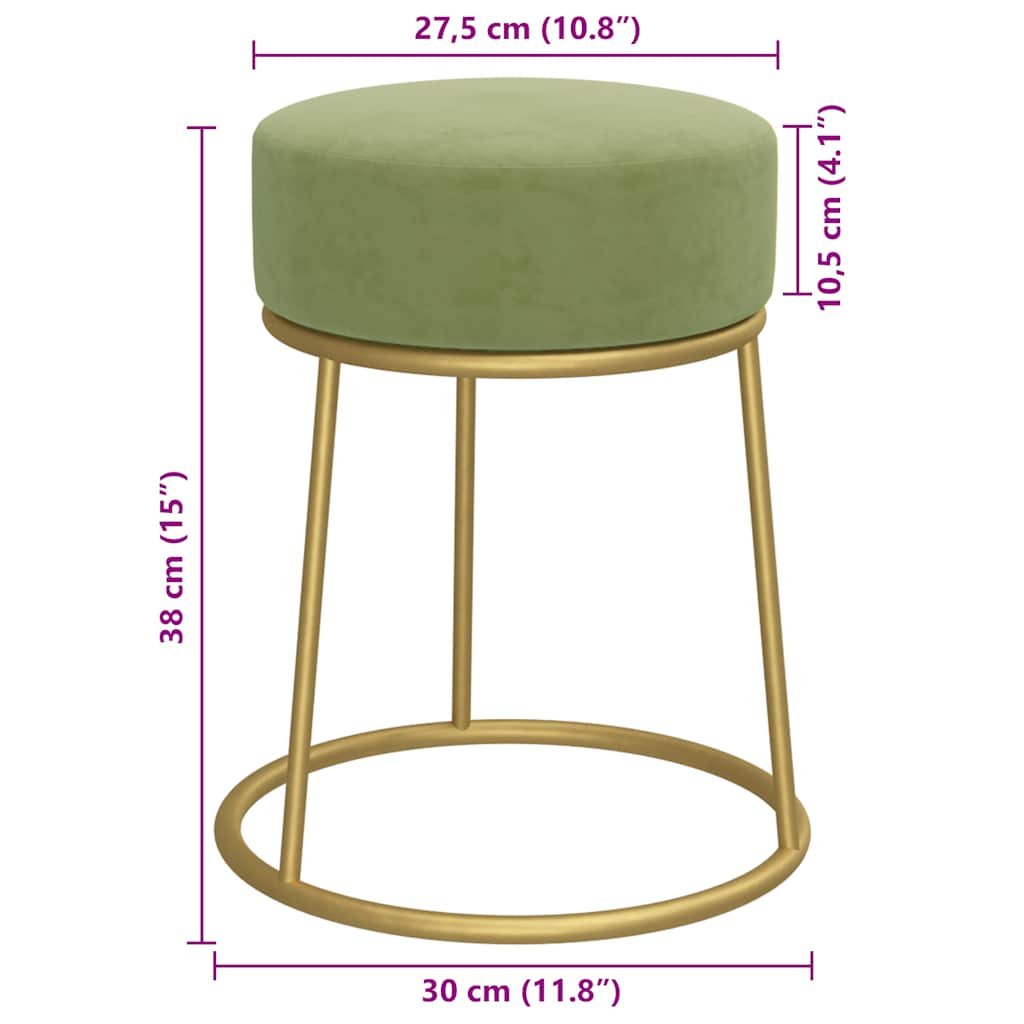 Tabouret rond Vert moutarde Velours - XIOS