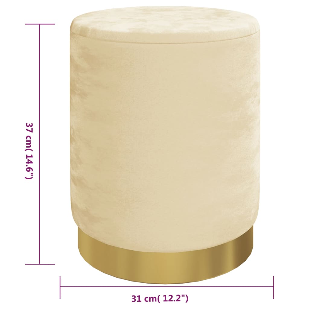 Tabouret de rangement rond Abricot Velours 31 x 37 cm - XIOS