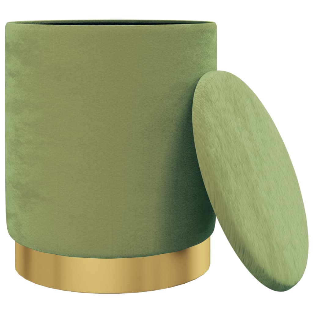 Tabouret de rangement rond Vert moutarde Velours 31 x 37 cm - XIOS