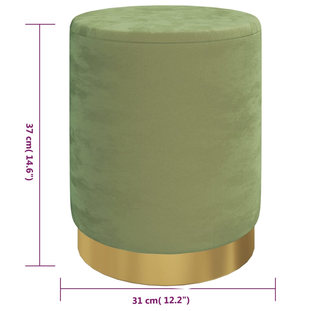 Tabouret de rangement rond Vert moutarde Velours 31 x 37 cm - XIOS