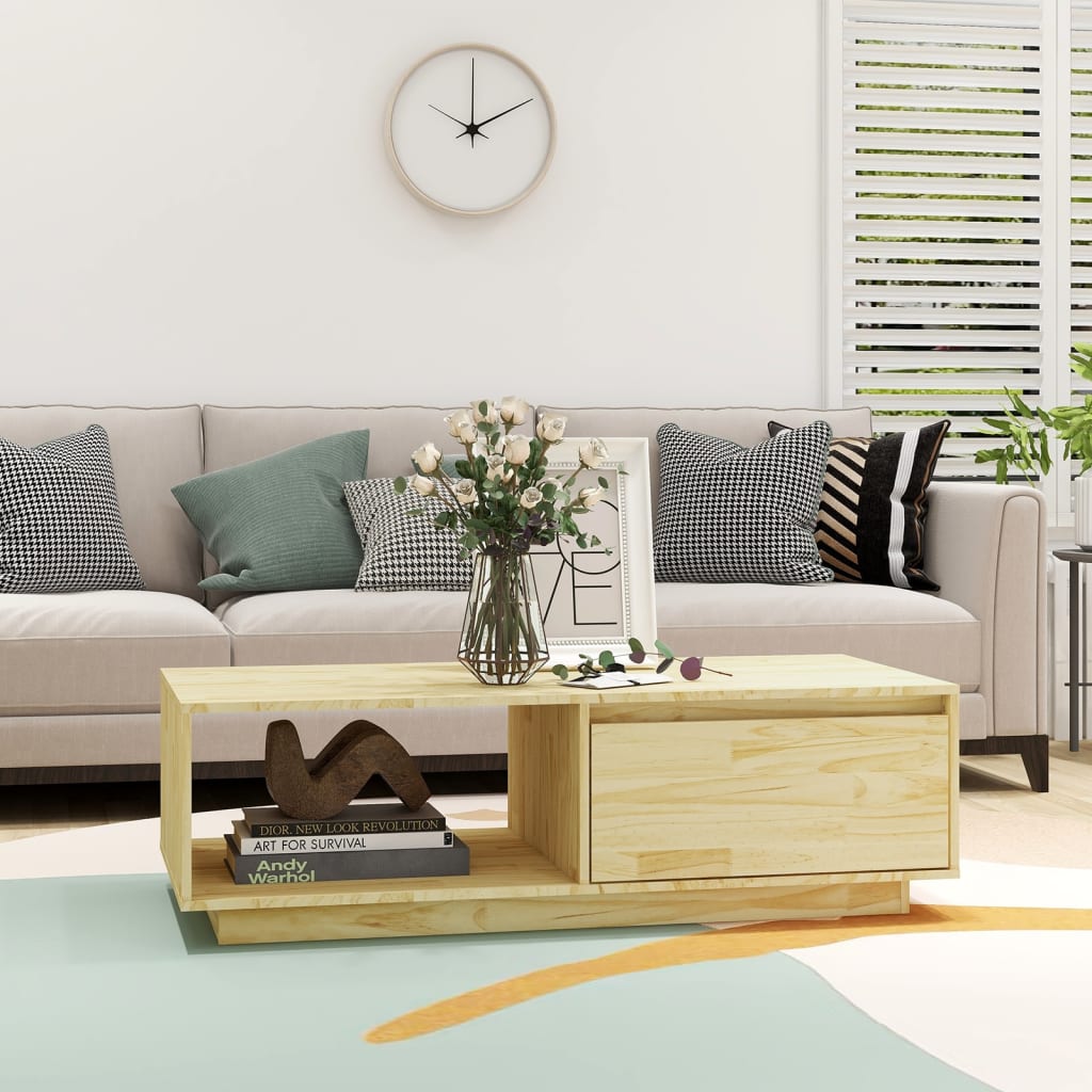 Table basse 110x50x33,5 cm bois de pin massif - XIOS