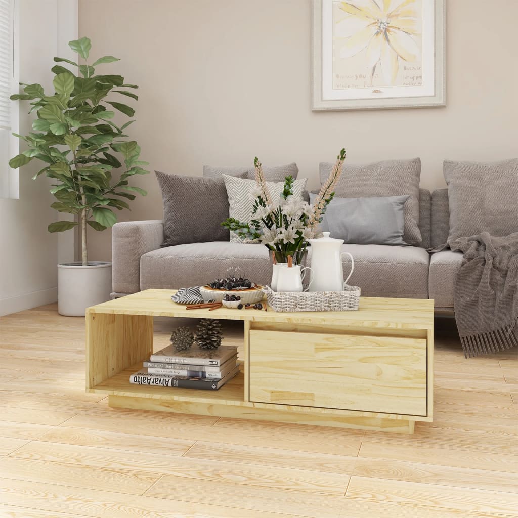 Table basse 110x50x33,5 cm bois de pin massif - XIOS