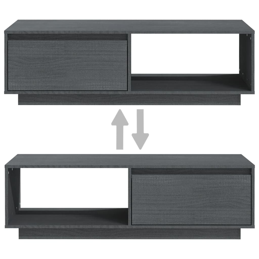 Table basse gris 110x50x33,5 cm bois de pin massif - XIOS
