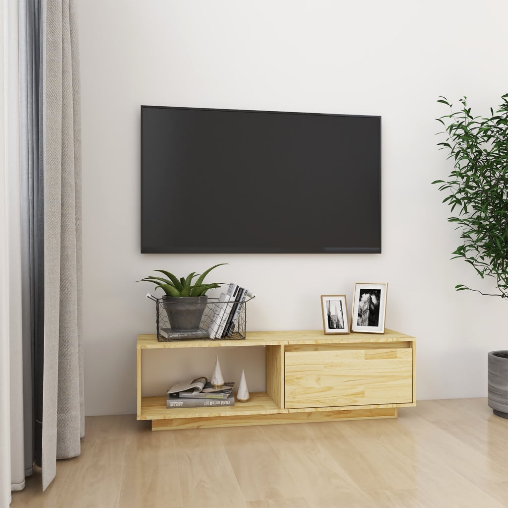Meuble TV 110x30x33,5 cm Bois de pin massif - XIOS