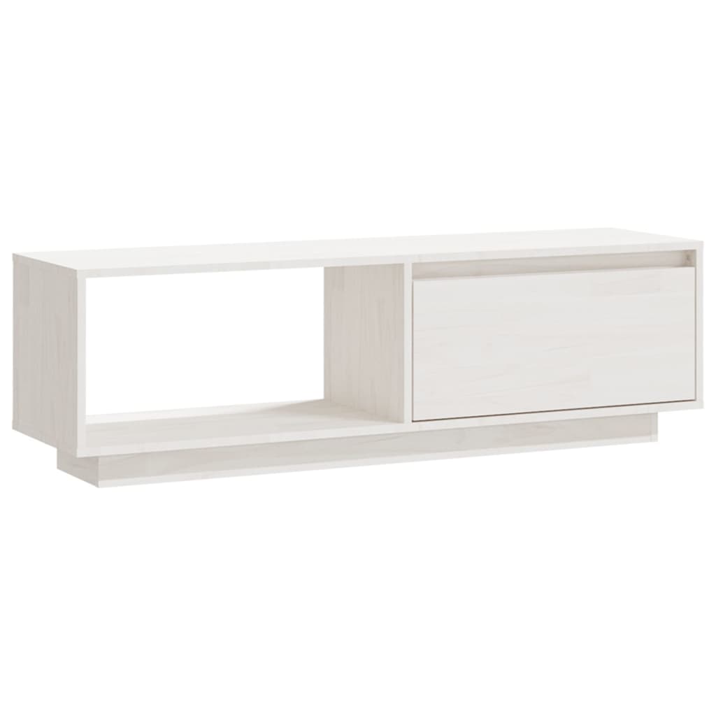 Meuble TV Blanc 110x30x33,5 cm Bois de pin massif - XIOS