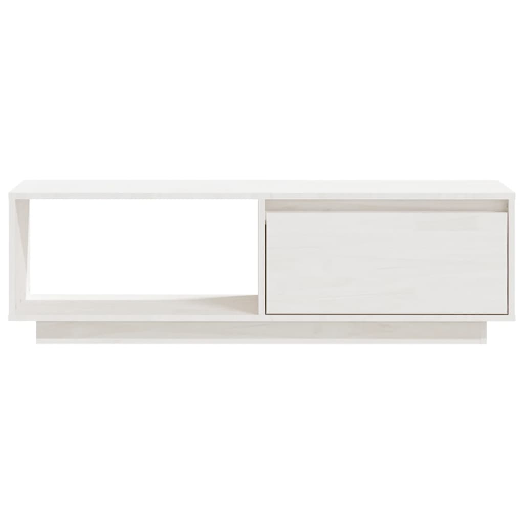 Meuble TV Blanc 110x30x33,5 cm Bois de pin massif - XIOS