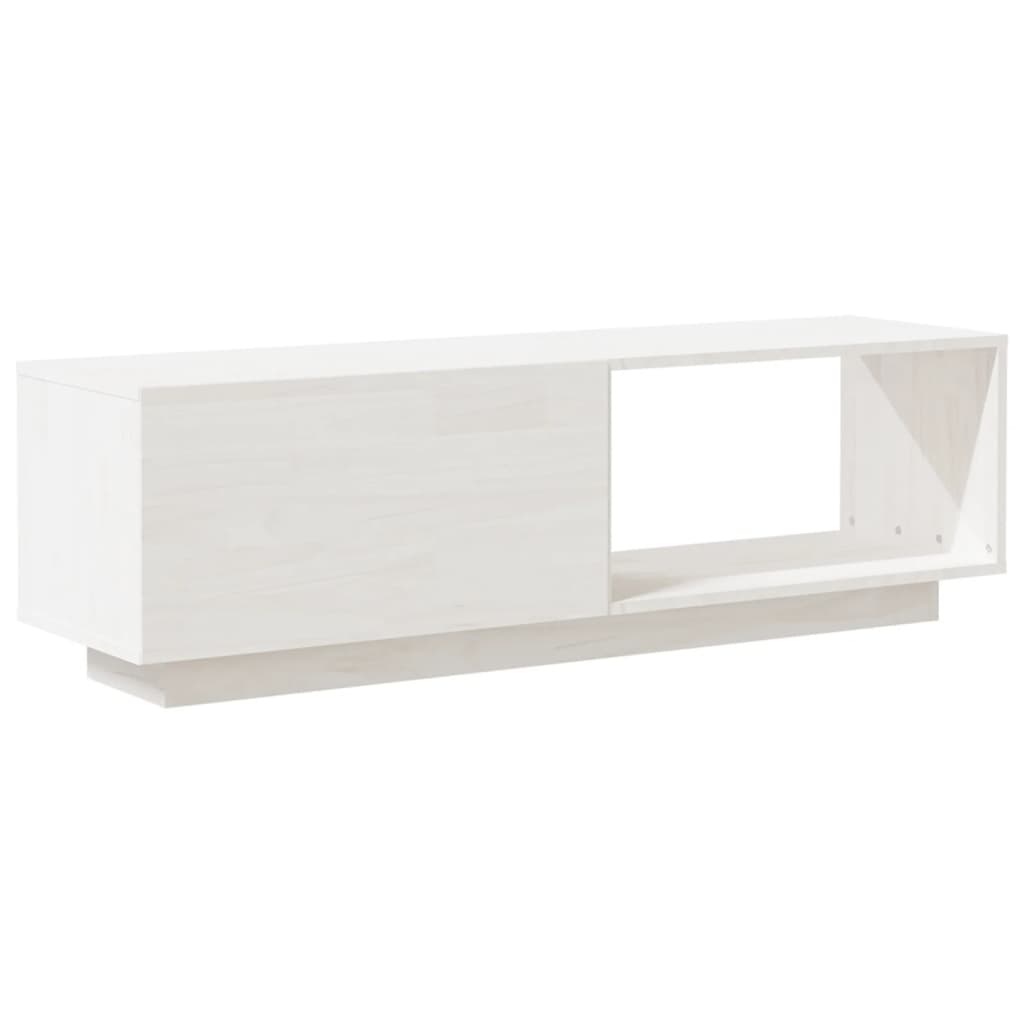 Meuble TV Blanc 110x30x33,5 cm Bois de pin massif - XIOS