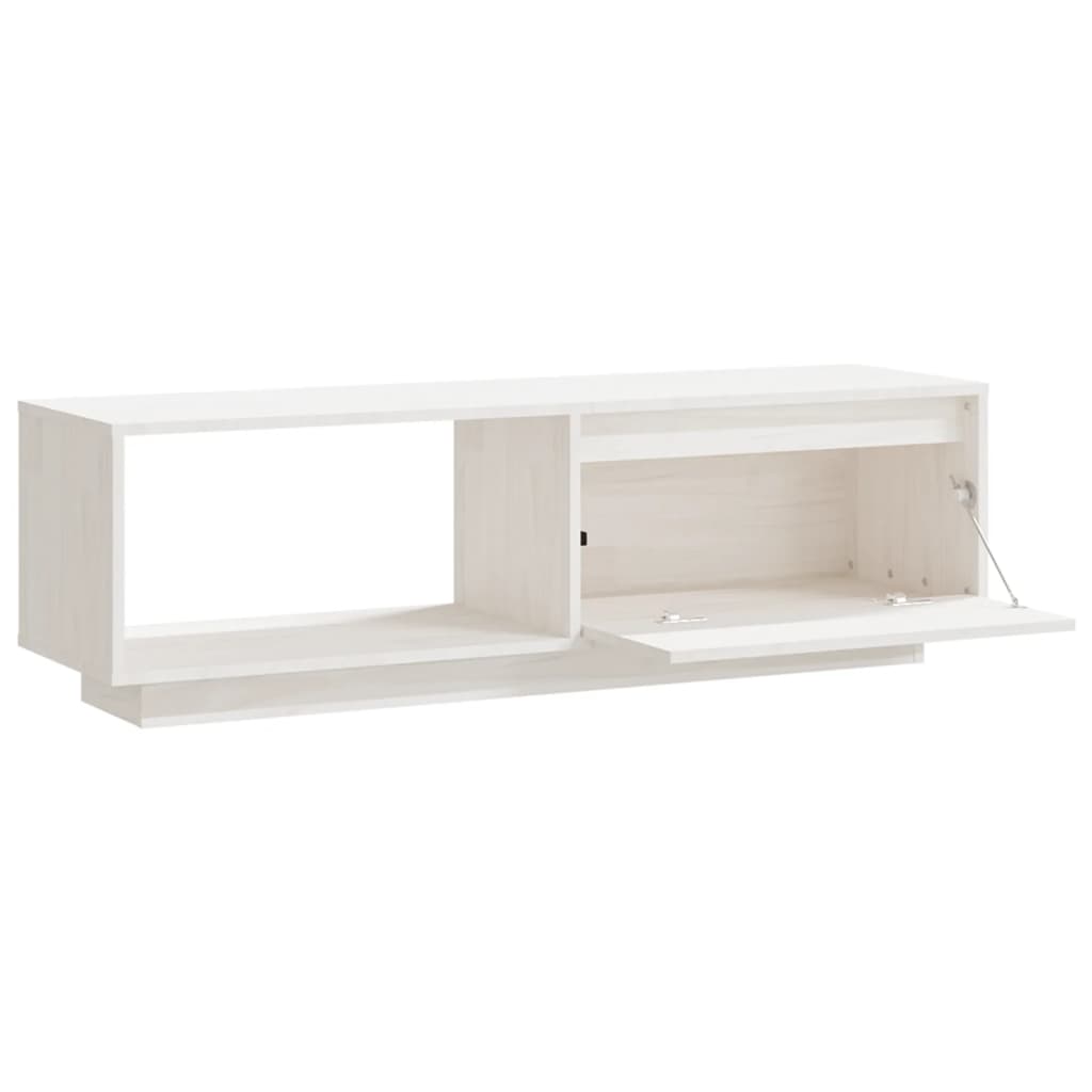 Meuble TV Blanc 110x30x33,5 cm Bois de pin massif - XIOS