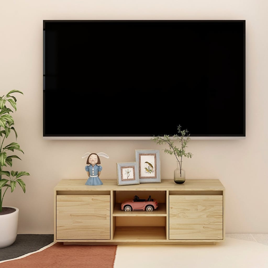 Meuble TV 110x30x40 cm bois de pin massif - XIOS