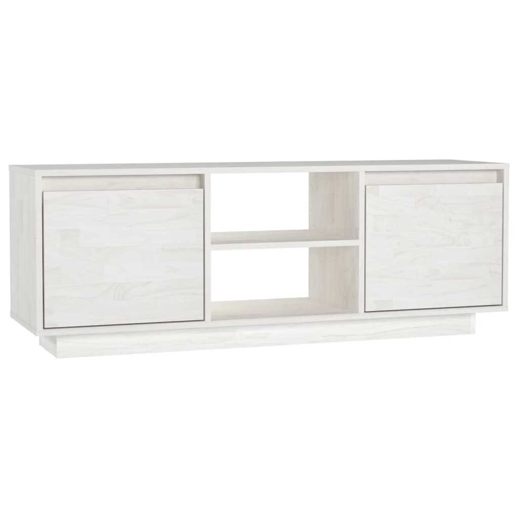 Meuble TV Blanc 110x30x40 cm Bois de pin massif - XIOS