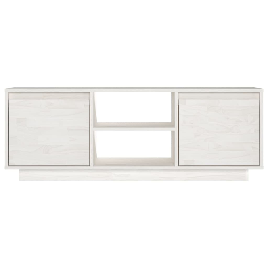 Meuble TV Blanc 110x30x40 cm Bois de pin massif - XIOS