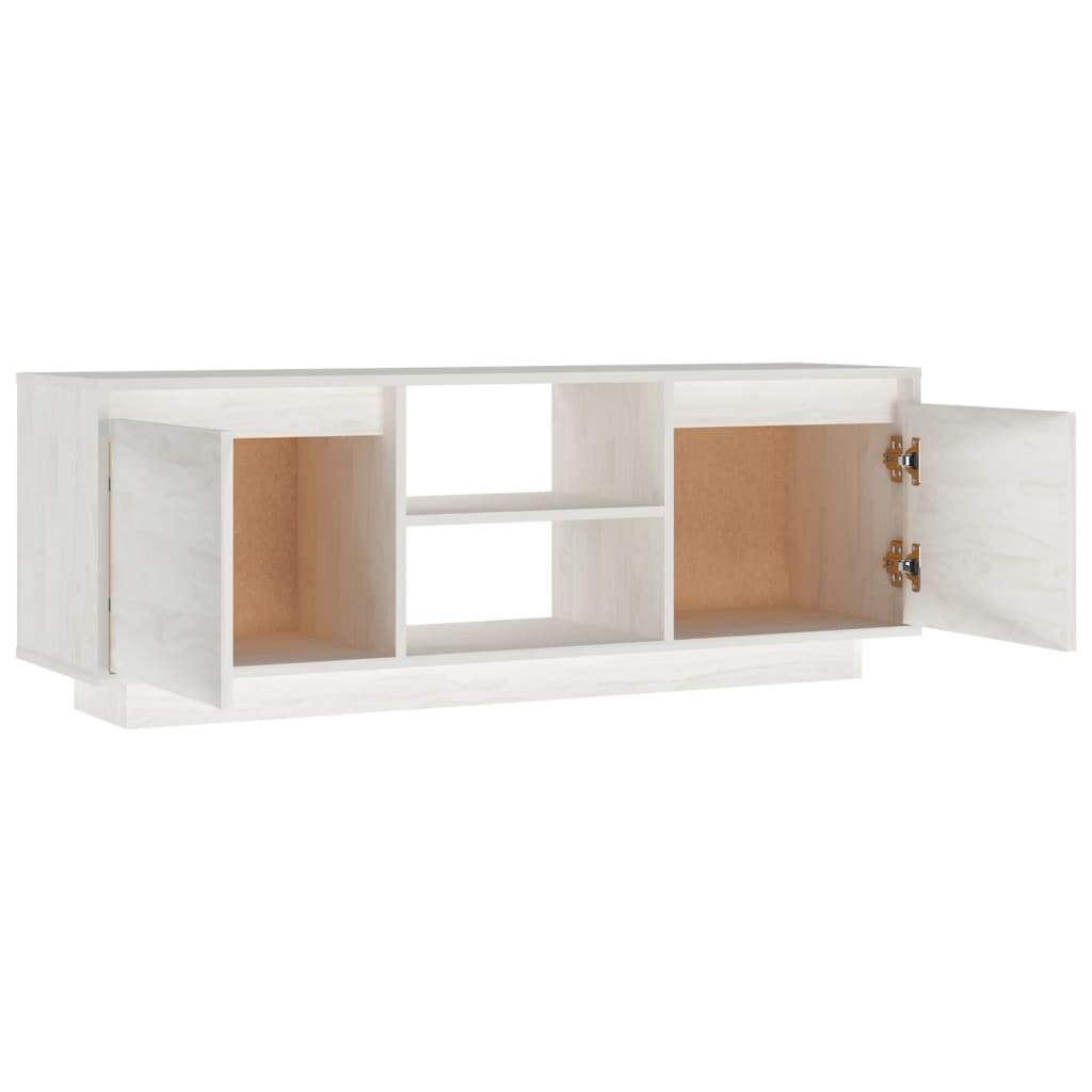 Meuble TV Blanc 110x30x40 cm Bois de pin massif - XIOS