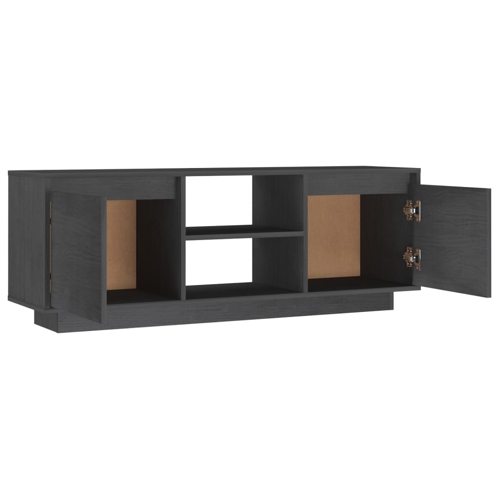 Meuble TV Gris 110x30x40 cm Bois de pin massif - XIOS