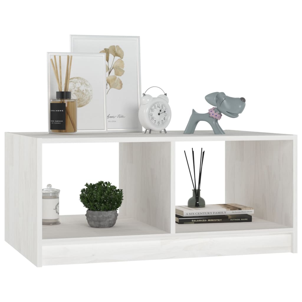 Table basse blanc 75x50x33,5 cm bois de pin massif - XIOS