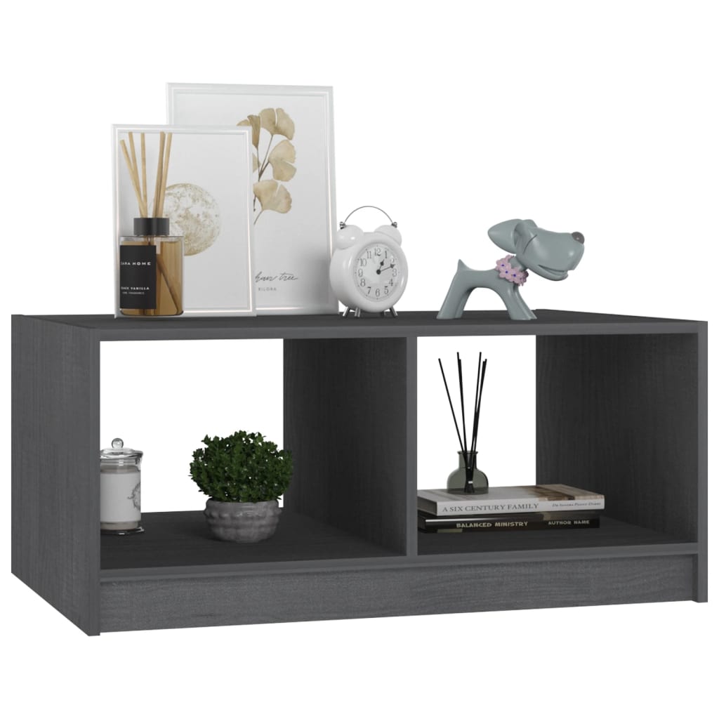Table basse gris 75x50x33,5 cm bois de pin massif - XIOS