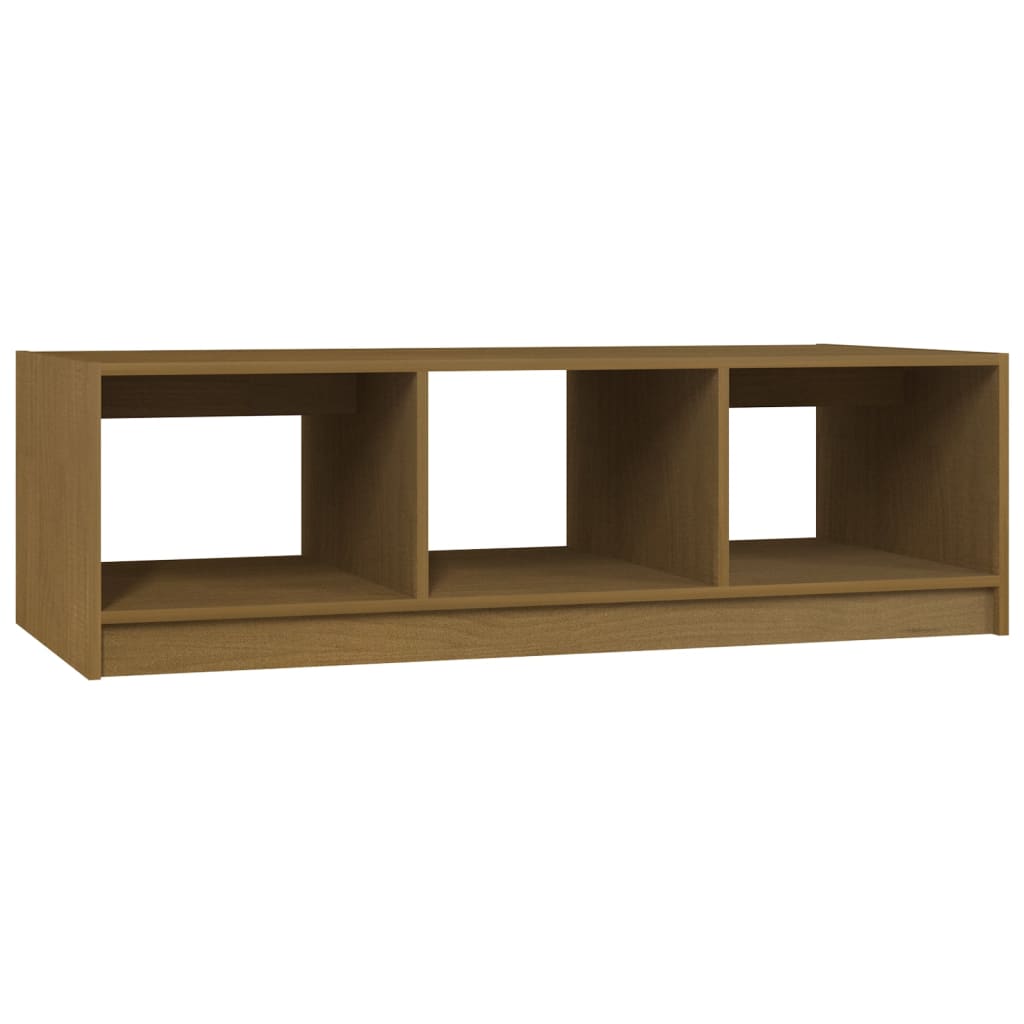 Table basse marron miel 110x50x34 cm bois de pin massif - XIOS