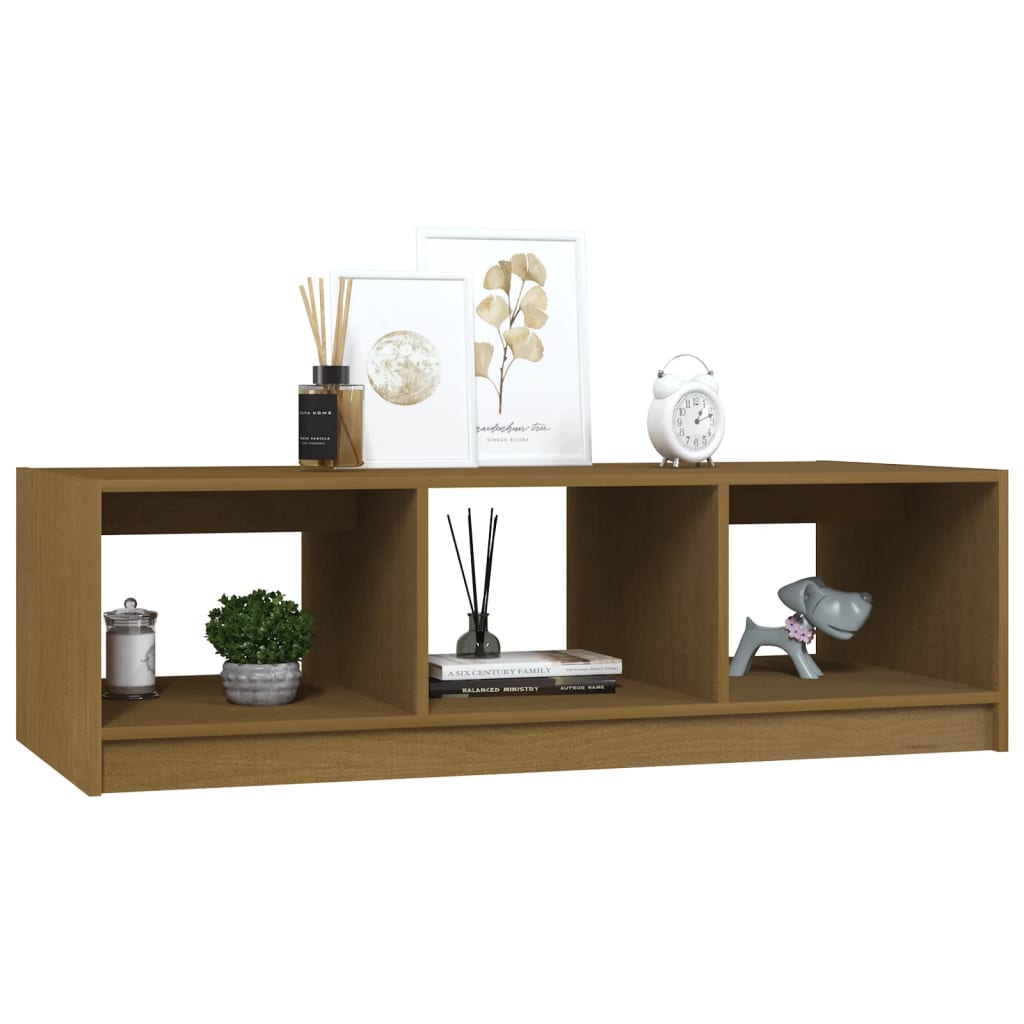 Table basse marron miel 110x50x34 cm bois de pin massif - XIOS
