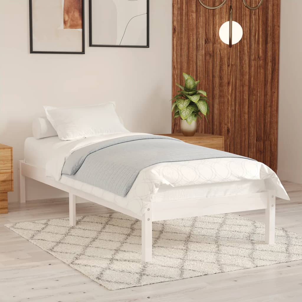 Cadre de lit sans matelas blanc bois massif - XIOS
