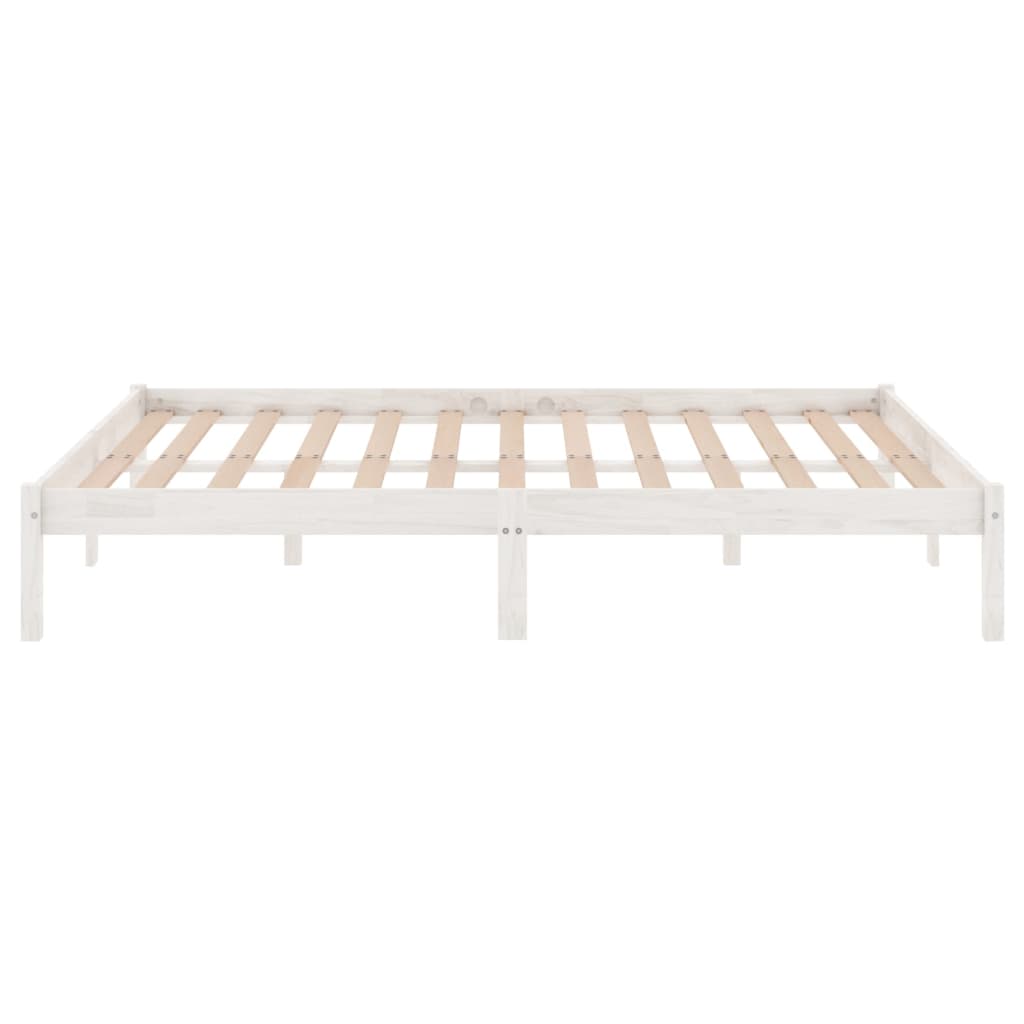 Cadre de lit sans matelas blanc bois massif 140x190 cm - XIOS