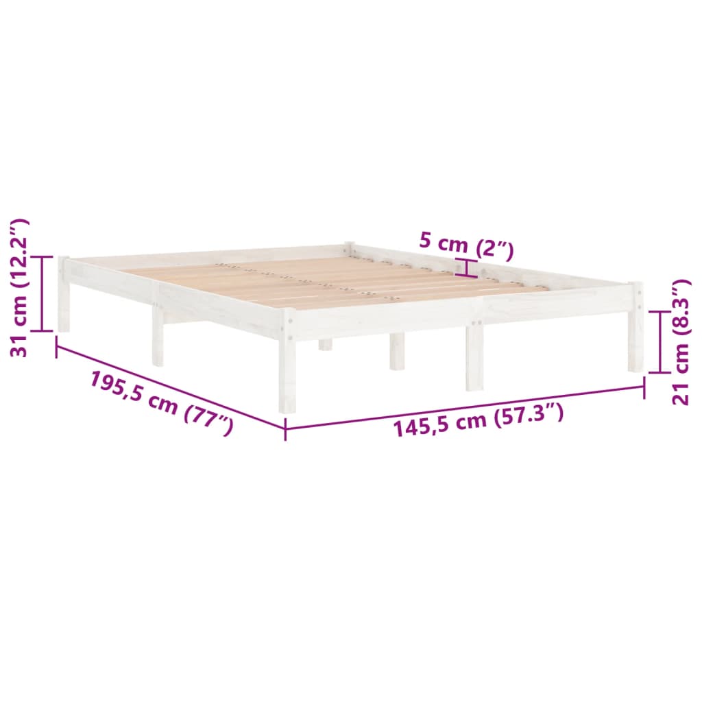 Cadre de lit sans matelas blanc bois massif 140x190 cm - XIOS